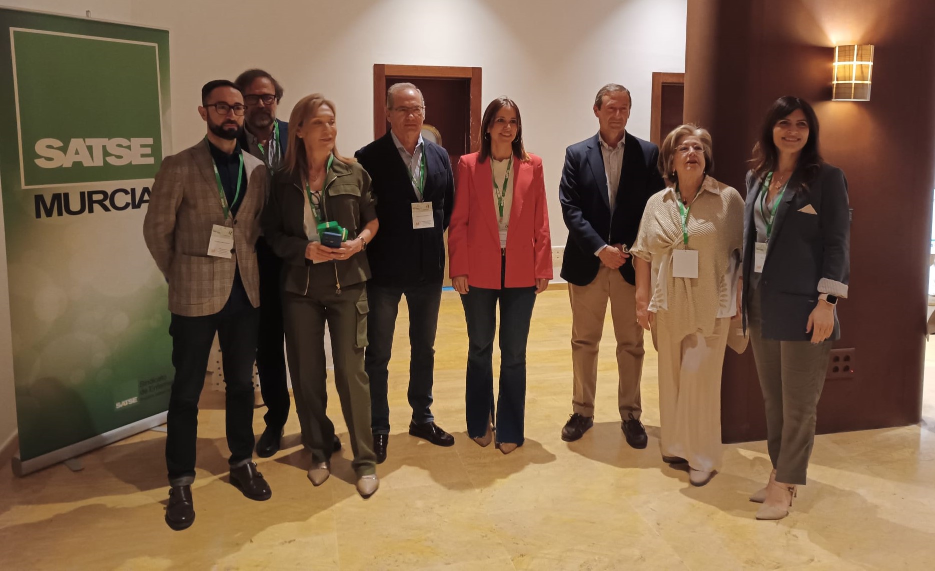 Los delegados de SATSE Murcia junto con resto de organizadores de las Jornadas y directores generales SMS.